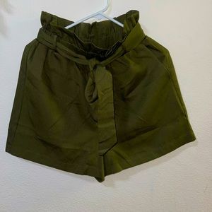 Olive belted shorts